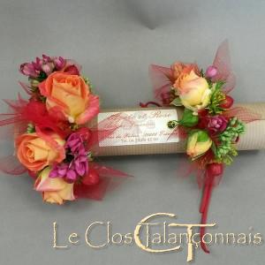 bracelets-de-mariage-en-roses-orange-et-bouvardia